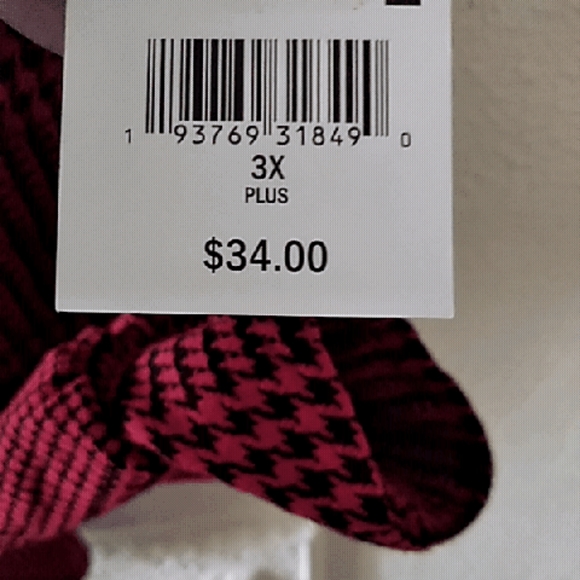 Ophelia Roe Red and Black Jacquard Top 3X NWT - Picture 6 of 8